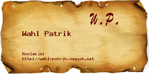 Wahl Patrik névjegykártya